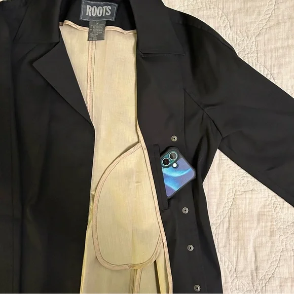 Roots Modern Black Trench / lightweight jacket / rain coat- women’s M - Picture 7 of 9